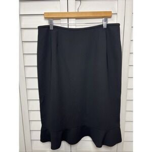 Le Suit Ruffle Hem Pencil Skirt Career Professional Women's Size 14 Black